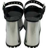 グッチ GUCCI ウェッジソールサンダル シルバー レザー レディース サンダル