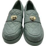 シャネル CHANEL マトラッセキルティングレザーローファー G39697 ブルー レザー レディース ローファー