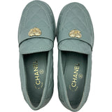 シャネル CHANEL マトラッセキルティングレザーローファー G39697 ブルー レザー レディース ローファー