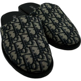 クリスチャン・ディオール Christian Dior オブリークジャガード ミュール グレー コットン レディース サンダル