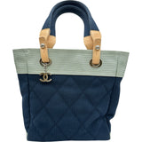 シャネル CHANEL パリピアリッツトートPM A34208 13番台 ネイビー/カーキ コットン レディース トートバッグ