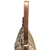 フェンディ FENDI ズッカマンマ　セミショルダーﾊバッグ ブラウン・シルバー金具 ナイロンキャンバス レディース ショルダーバッグ