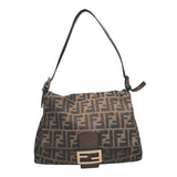 フェンディ FENDI ズッカマンマ　セミショルダーﾊバッグ ブラウン・シルバー金具 ナイロンキャンバス レディース ショルダーバッグ