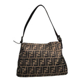 フェンディ FENDI ズッカマンマ　セミショルダーﾊバッグ ブラウン・シルバー金具 ナイロンキャンバス レディース ショルダーバッグ