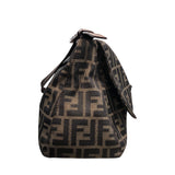 フェンディ FENDI ズッカマンマ　セミショルダーﾊバッグ ブラウン・シルバー金具 ナイロンキャンバス レディース ショルダーバッグ