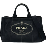 プラダ PRADA カナパMM 2WAYバッグ ブラック ゴールド金具 キャンバス レディース ハンドバッグ