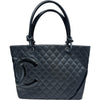 シャネル CHANEL カンボンライン トート ラージ A25169 12番台 ブラック シルバー金具 ラム/エナメル レディース トートバッグ