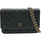 シャネル CHANEL マトラッセチェーンウォレット AP0250 28番台 ブラック ゴールド金具 キャビア レディース ショルダーバッグ