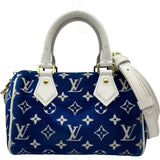 ルイ・ヴィトン LOUIS VUITTON スピーディ・バンドリエール20 M20751 ブルー/ホワイト モノグラム・ジャガード ベルベット レディース ハンドバッグ