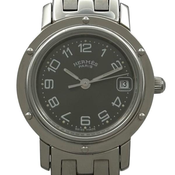 エルメス HERMES クリッパー CL4.210 ブラック ステンレススチール