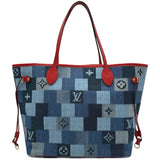 ルイ・ヴィトン LOUIS VUITTON ネヴァーフルMM M44981 ブルー スクエアパッチワーク レディース トートバッグ