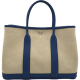 エルメス HERMES ガーデンパーティTPM Z刻 ブルー シルバー金具 トワル レディース ハンドバッグ