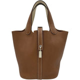 エルメス HERMES ピコタンロックPM エクラ Y刻 ゴールド/ナタ シルバー金具 トリヨン レディース ハンドバッグ