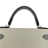エルメス HERMES ケリー28 外縫い K刻印 ブルーグラシエ シルバー金具 トワル レディース ハンドバッグ