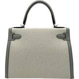 エルメス HERMES ケリー28 外縫い K刻印 ブルーグラシエ シルバー金具 トワル レディース ハンドバッグ