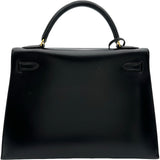 エルメス HERMES ケリー32 外縫い 〇Z刻 ブラック ゴールド金具 ボックスカーフ レディース ショルダーバッグ