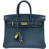 エルメス HERMES バーキン25 B刻 ブルードプリュス ゴールド金具 トゴ レディース ハンドバッグ