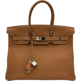 エルメス HERMES バーキン35 K刻印(2025年製) ゴールド シルバー金具 トゴ レディース ハンドバッグ