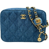 シャネル CHANEL マトラッセ パールクラッシュ カメラバッグ AP2463 31番台 ブルー デニム レディース ショルダーバッグ