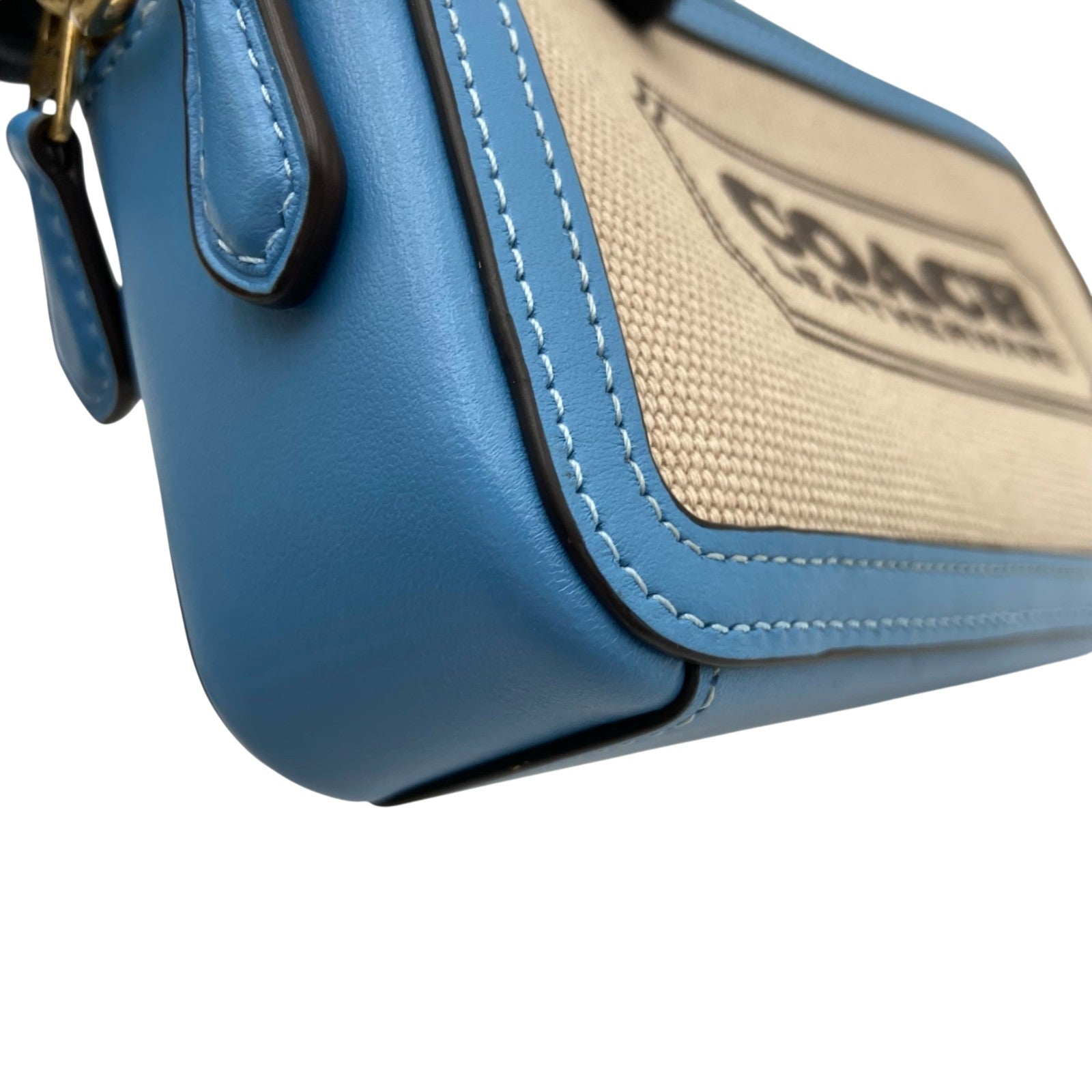 コーチ COACH タビーショルダーバッグ26 ベージュ/ブルー キャンバス