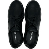 ミュウミュウ miu miu ウィングチップローファー 5E177E ブラック レザー レディース ローファー