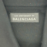 バレンシアガ BALENCIAGA ロゴポケット長袖オーバーシャツ 758312 ブラック コットン メンズ 長袖シャツ