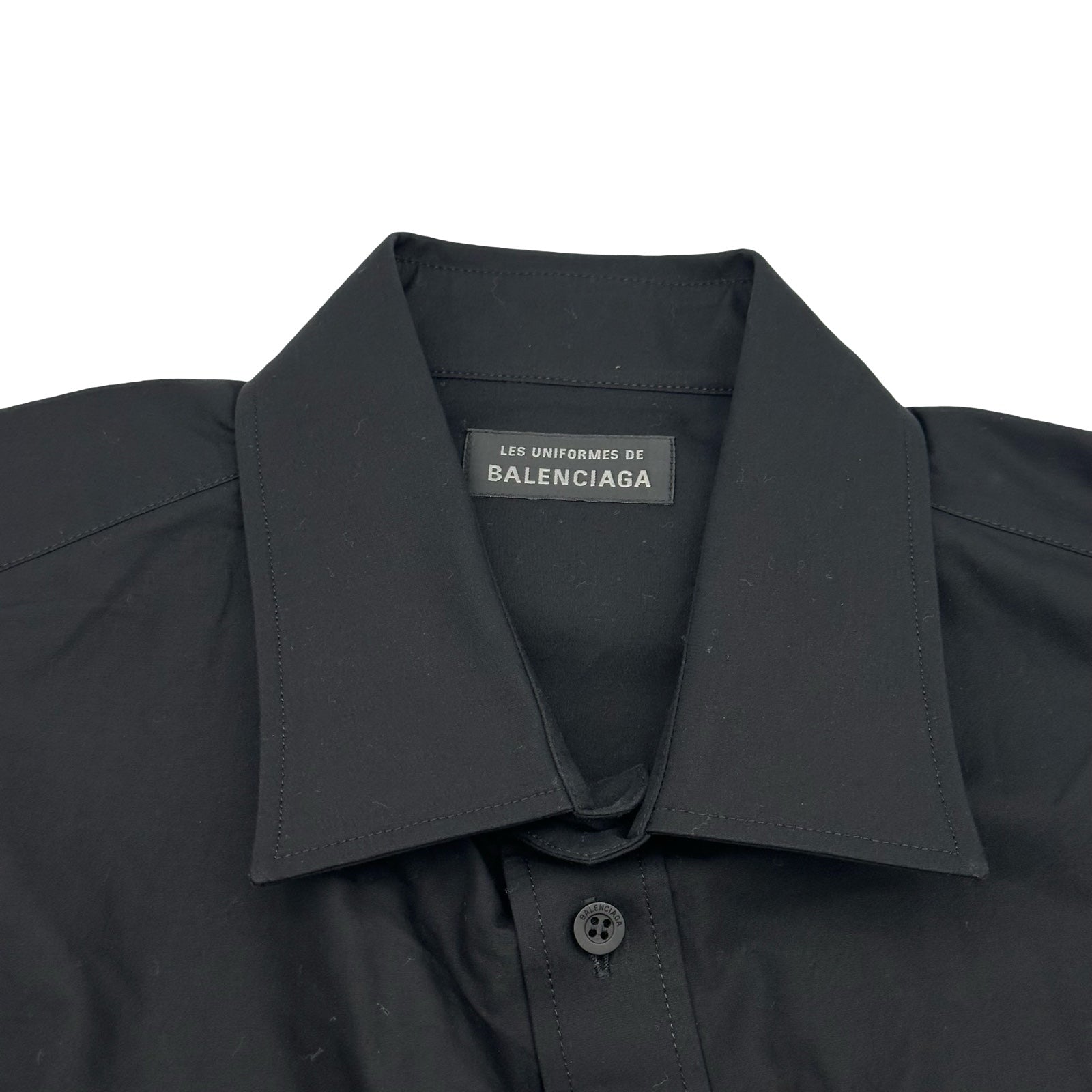 BALENCIAGA メンズ　ブラック 長袖シャツ ポケット付き バレンシアガ BALENCIAGA ロゴポケット長袖オーバーシャツ 758312