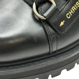 クリスチャン・ディオール Christian Dior レースアップショートブーツ ブラック レザー レディース ブーツ