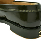 シャネル CHANEL ロゴプレートパテントローファー G37430 カーキ パテント レディース ローファー