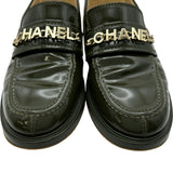 シャネル CHANEL ロゴプレートパテントローファー G37430 カーキ パテント レディース ローファー