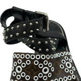 ルイ・ヴィトン LOUIS VUITTON モノグラムスタッズフラットサンダル ブラック レザー レディース サンダル