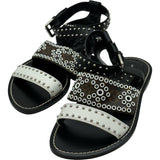 ルイ・ヴィトン LOUIS VUITTON モノグラムスタッズフラットサンダル ブラック レザー レディース サンダル