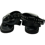 ルイ・ヴィトン LOUIS VUITTON モノグラムスタッズフラットサンダル ブラック レザー レディース サンダル