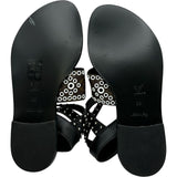 ルイ・ヴィトン LOUIS VUITTON モノグラムスタッズフラットサンダル ブラック レザー レディース サンダル