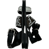 ルイ・ヴィトン LOUIS VUITTON モノグラムスタッズフラットサンダル ブラック レザー レディース サンダル