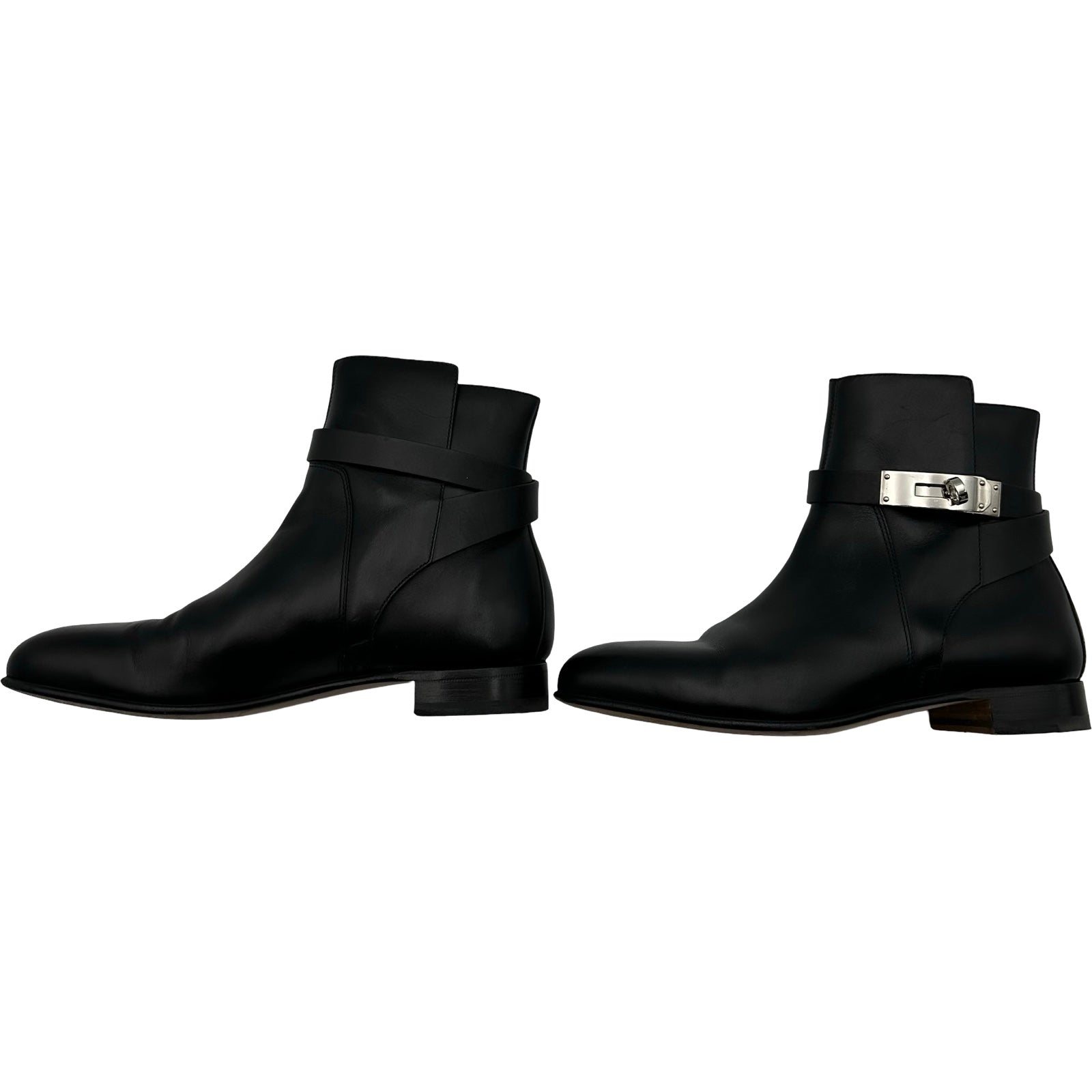 エルメス HERMES ネオ ケリー金具ショートブーツ ブラック レザー