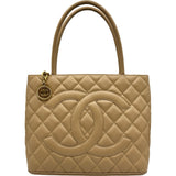 シャネル CHANEL 復刻トート A01804 8番台 ベージュ ゴールド金具 キャビア レディース トートバッグ