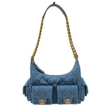シャネル CHANEL デニム ホーボーバッグ AS5338 ブルー ゴールド金具 デニム レディース ショルダーバッグ