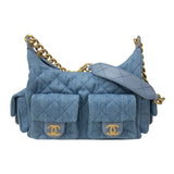 シャネル CHANEL デニム ホーボーバッグ AS5338 ブルー ゴールド金具 デニム レディース ショルダーバッグ
