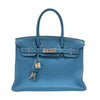 エルメス HERMES バーキン30 □N刻 ブルージーン シルバー金具 トゴ レディース ハンドバッグ