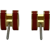 エルメス HERMES ポップH・ミニピアス オレンジ メタル/ゴールド アクセサリー