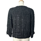 シャネル CHANEL ノーカラーラメツイードジャケット P31656 ブラック ポリエステル レディース ノーカラージャケット