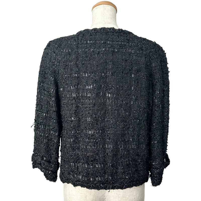 シャネル CHANEL ノーカラーラメツイードジャケット P31656 ブラック