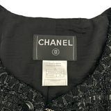 シャネル CHANEL ノーカラーラメツイードジャケット P31656 ブラック ポリエステル レディース ノーカラージャケット