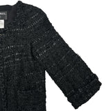シャネル CHANEL ノーカラーラメツイードジャケット P31656 ブラック ポリエステル レディース ノーカラージャケット