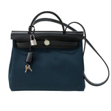 エルメス HERMES エールバッグジップPM K刻 ブルーオセアン/ブラック シルバー金具 トワル/ハンター レディース ハンドバッグ