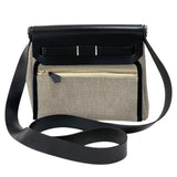 エルメス HERMES エールバッグジップミニ K刻 ブラック×アイボリー シルバー金具 トワル ハンター レディース ショルダーバッグ