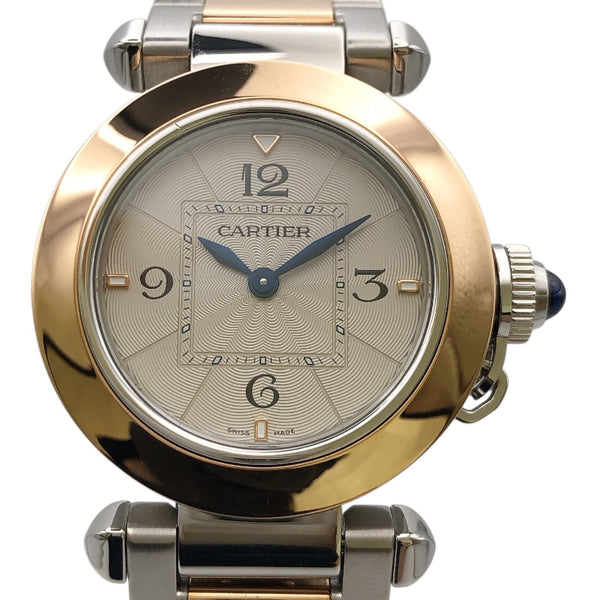 カルティエ Cartier パシャ ドゥ カルティエ W2PA0007 シルバー ピンクゴールド/ステンレススチール  クオーツ レディース 腕時計 カルティエ Cartier パシャ ドゥ カルティエ W2PA0007 ホワイト ピンク