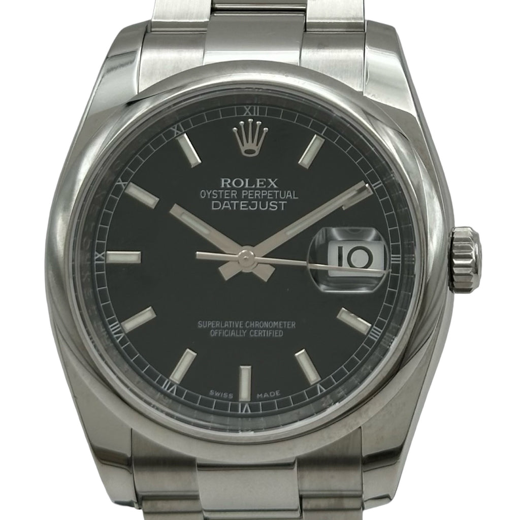 ROLEX (ロレックス) デイトジャスト/リストウォッチ ブラック デイトジャスト 116200 自動巻き ステンレススチール ロレックス ROLEX デイトジャスト 116200 ブラック ステンレススチール