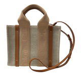 クロエ Chloe ウッディミディアムトートバッグ CHC23AS397L17275 ベージュ リネンキャンバス×カーフスキン レディース トートバッグ